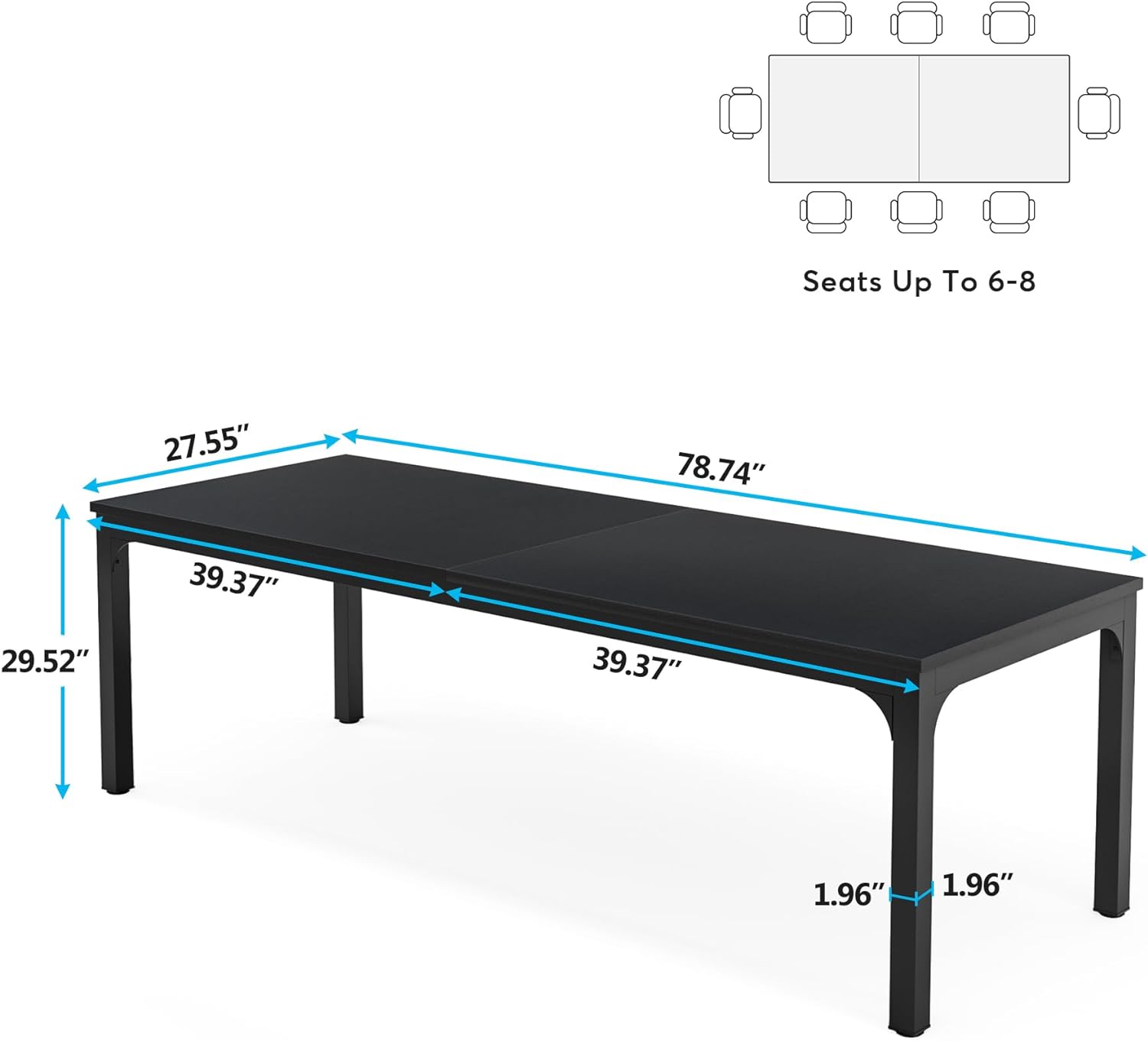 Tribesigns 6.5FT Conference Table, 78.7-Inch Rectangle Meeting Seminar Table, Large Business Tables for 6-8 People (Only Table)