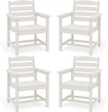 SERWALL Outdoor Dining Chairs Set of 4, All-Weather HDPE Patio Dining Chair with 19.7' Widened Seat, for Backyard, Garden, White