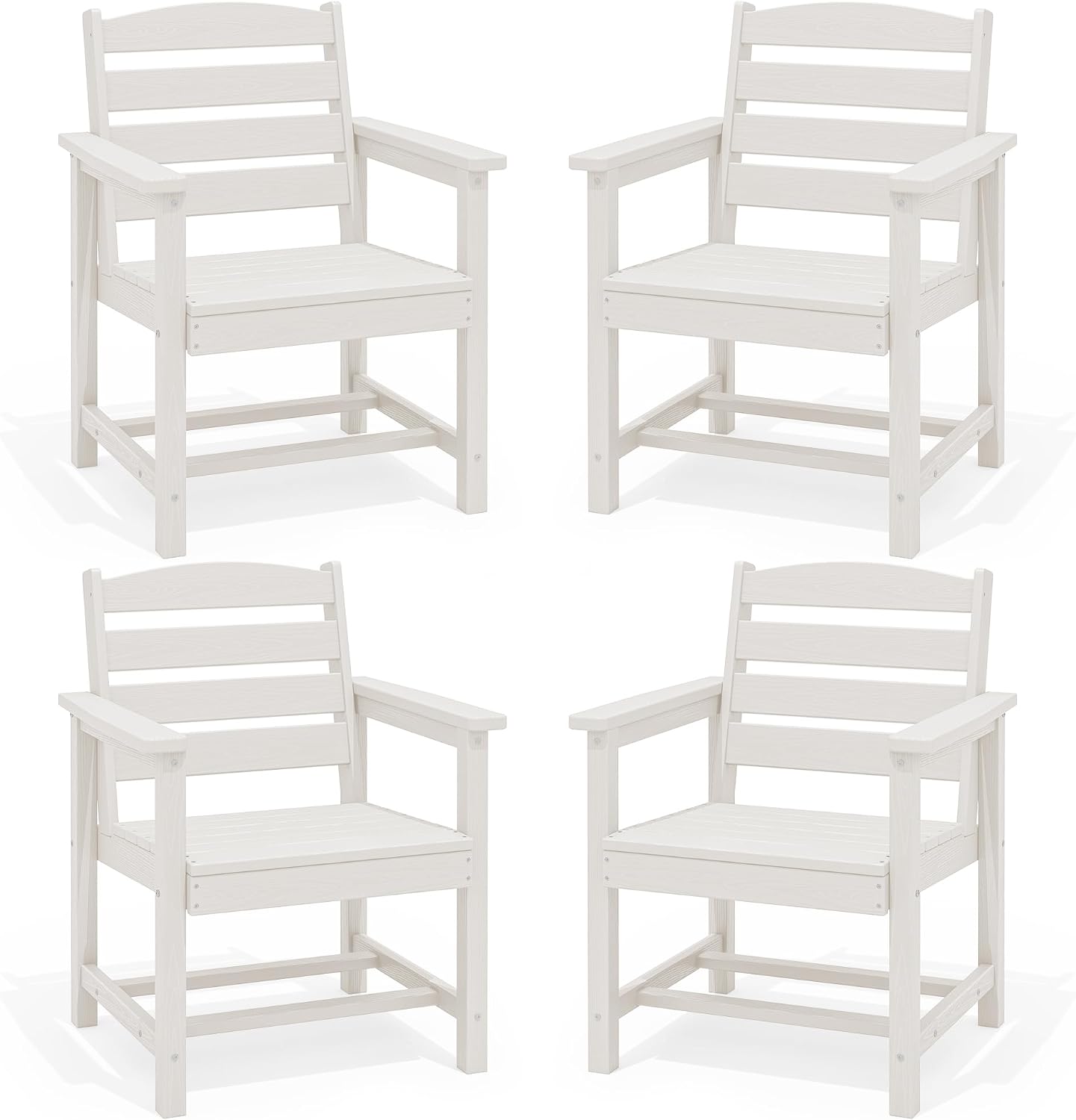 SERWALL Outdoor Dining Chairs Set of 4, All-Weather HDPE Patio Dining Chair with 19.7' Widened Seat, for Backyard, Garden, White