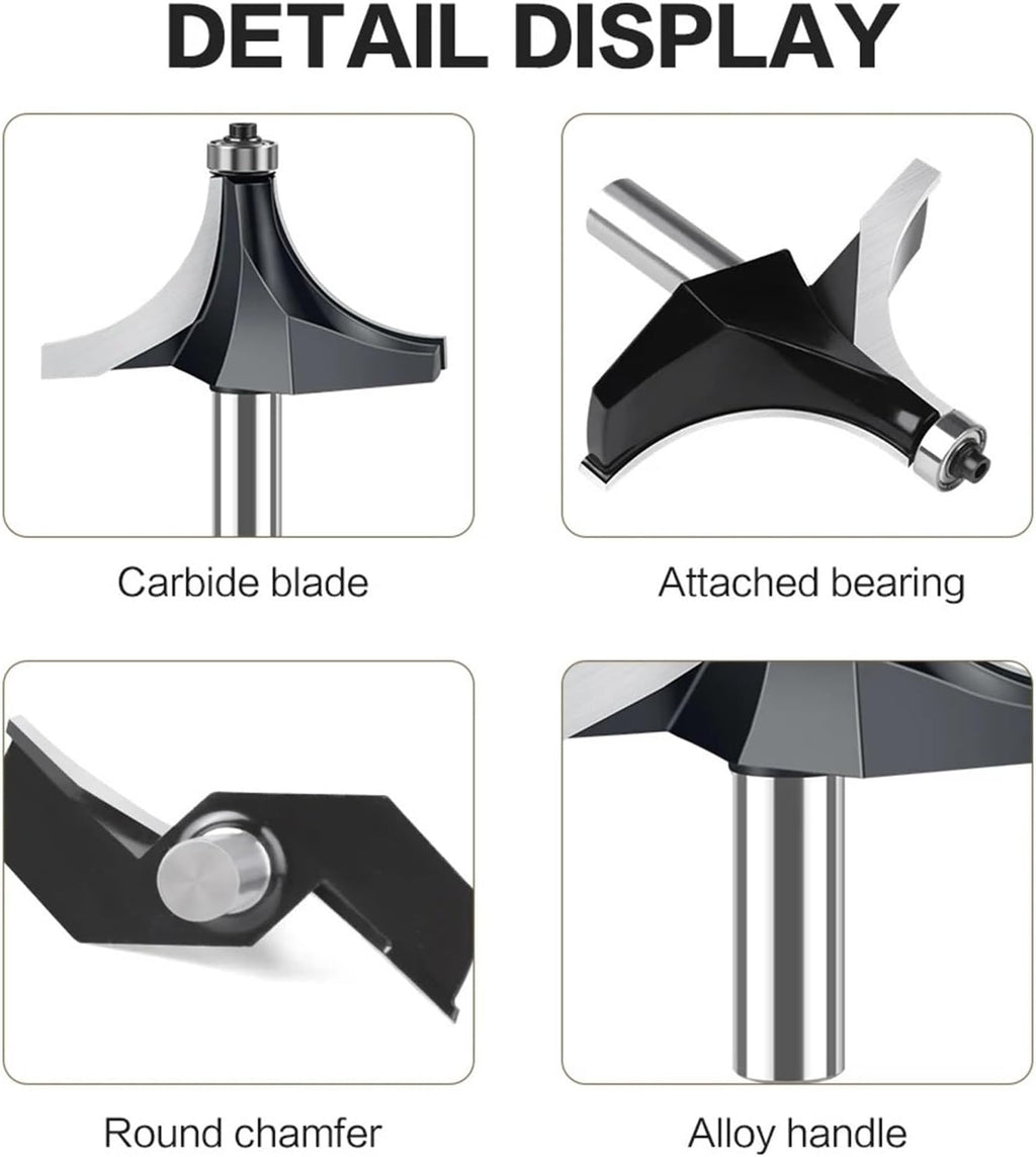 Milling machines, 1pc 12mm Shank Corner Round Over Router Bit With Bearing Tungsten Carbide Milling Cutter Woodworking Tools(12x69.9mm)