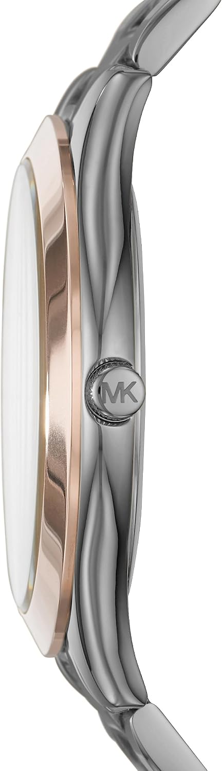 Michael Kors MK9122 - Slim Runway Three-Hand Beige Gold-Tone Stainless Steel Watch