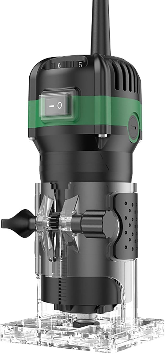 Woodworking Router, 800W 6-Speed Electric Router with Full Copper Motor, Edge Trimming Tool Adjustable Depth, for Slotting Trimming Carving