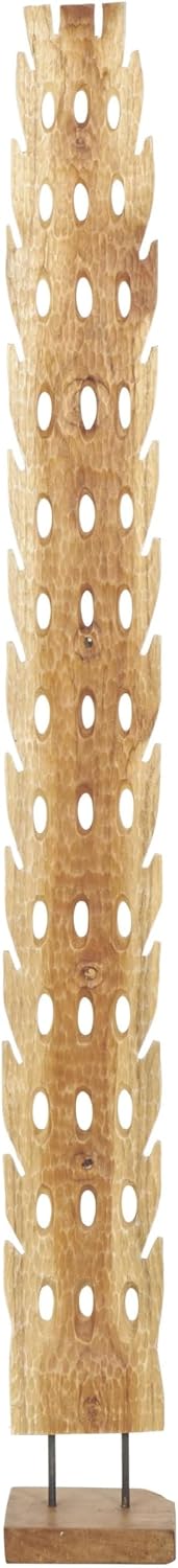 Deco 79 Teak Wood Abstract Handmade Decorative Sculpture Tall Floor Cutout Post Home Decor Statue with Live Edge Base, Accent Figurine 7' x 6' x 49', Brown