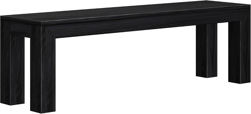 Plank+Beam 60 Inch Dining Bench for Dining Room, Bench for 72 Inch Table Kitchen Dining Seat, Wooden Outdoor Bench, Solid Wood Entryway Bench, Black Wirebrush