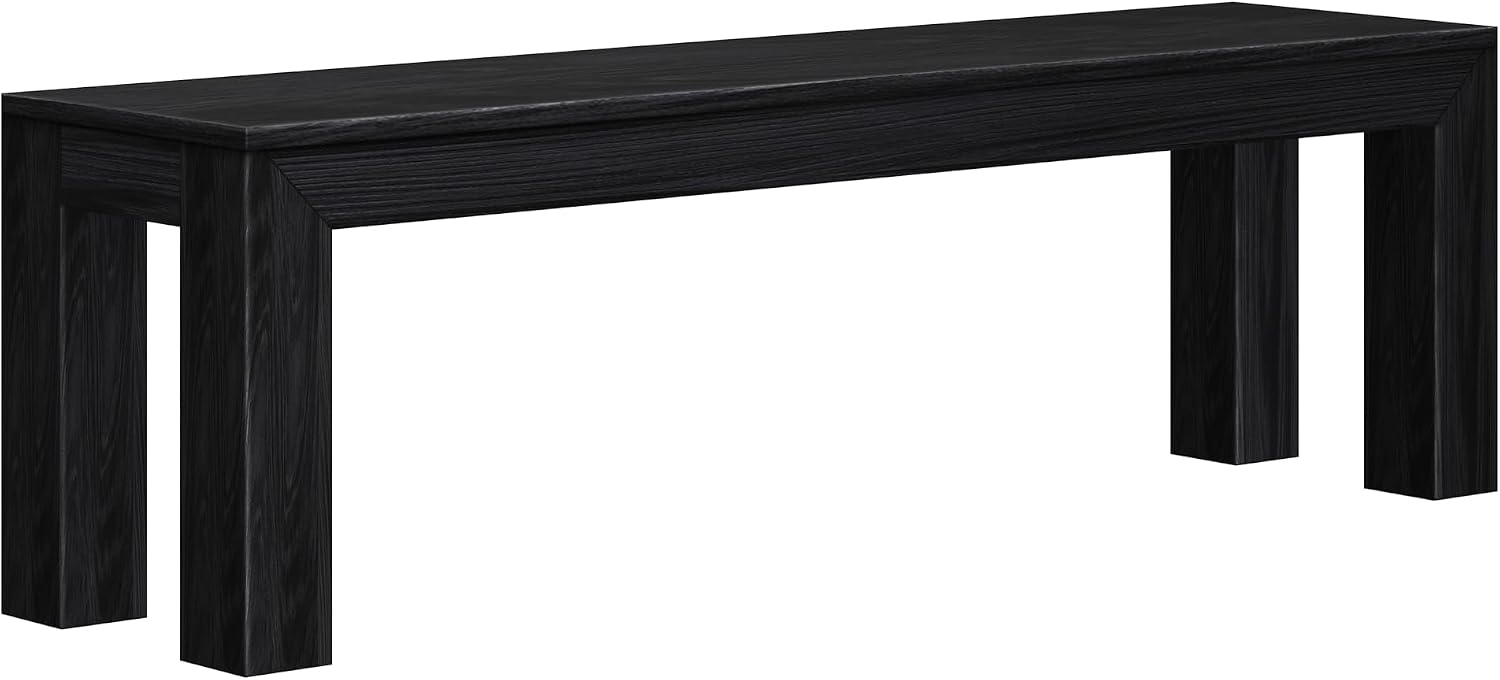 Plank+Beam 60 Inch Dining Bench for Dining Room, Bench for 72 Inch Table Kitchen Dining Seat, Wooden Outdoor Bench, Solid Wood Entryway Bench, Black Wirebrush