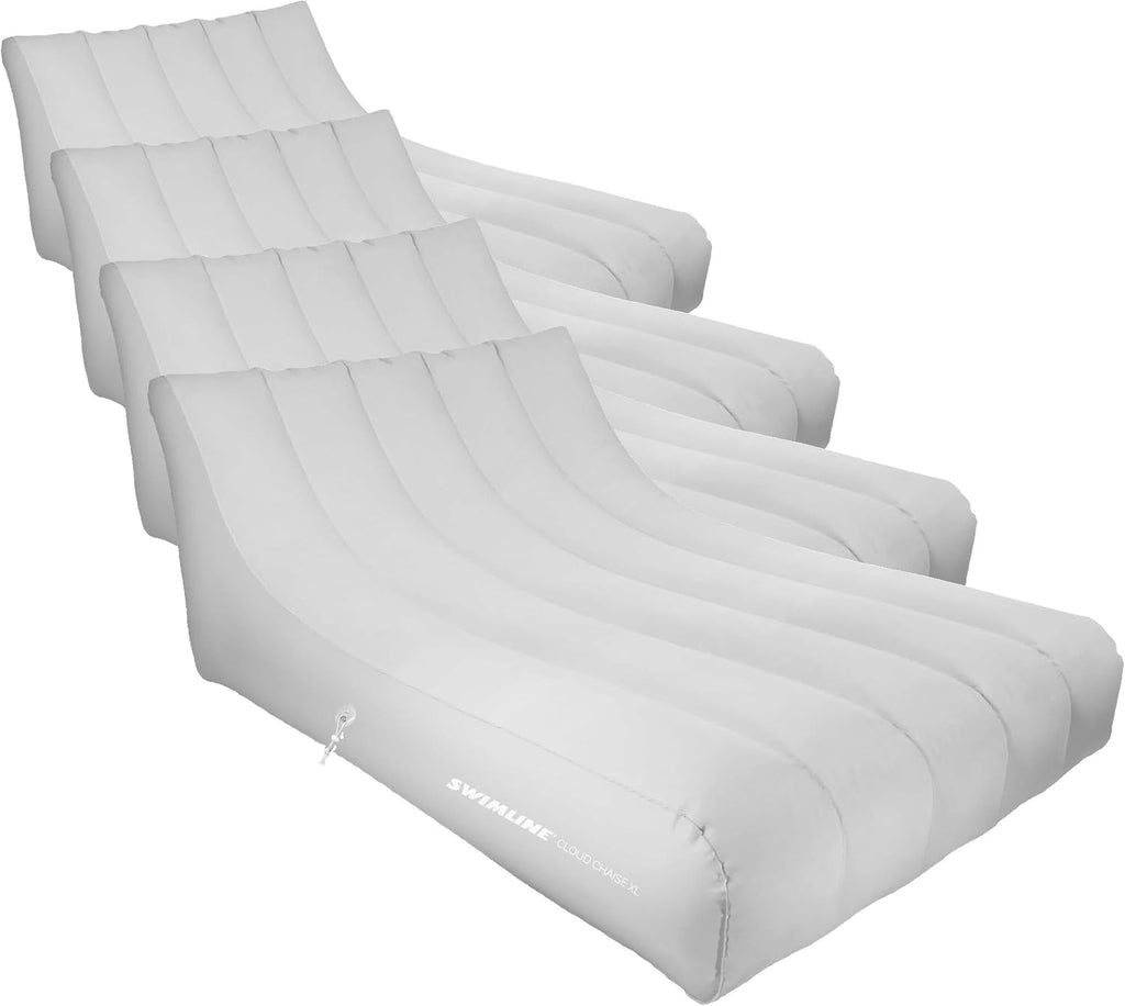 SWIMLINE Original Cloud Chaise XL Pool Lake Float Lounger Raft for Adults & Kids | Comfortable Fabric Foam Texture for Floating & Backyard Lounging | Connect Multi Floats with Bungees (Pack of 4)