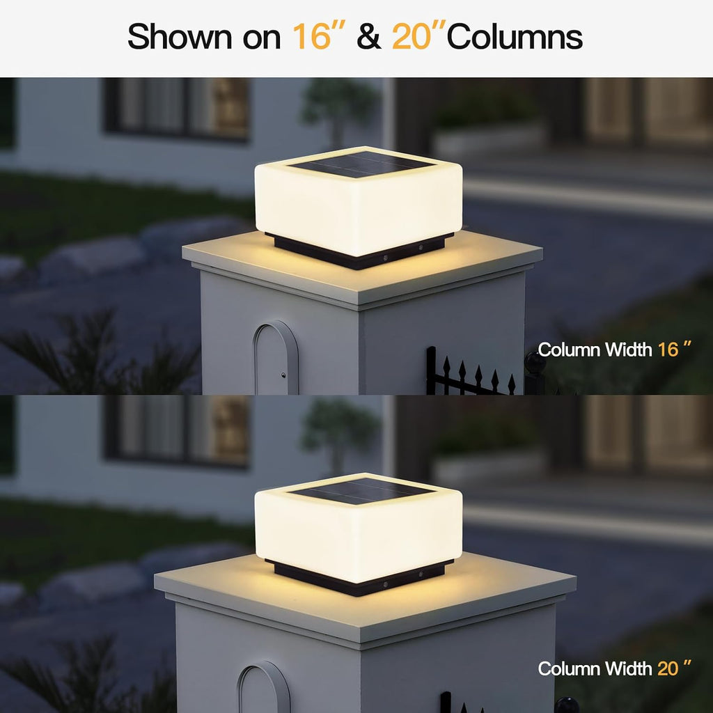 MVBT Solar Post Lights, 9.8' Pillar Light Outdoor, IP54 Waterproof Column Lights, 3000K LED E26 Bulb Modern Column Lamp Outside, Dusk to Dawn Pillar Lighting for Patio Garden Yard Gate Deck Backyard