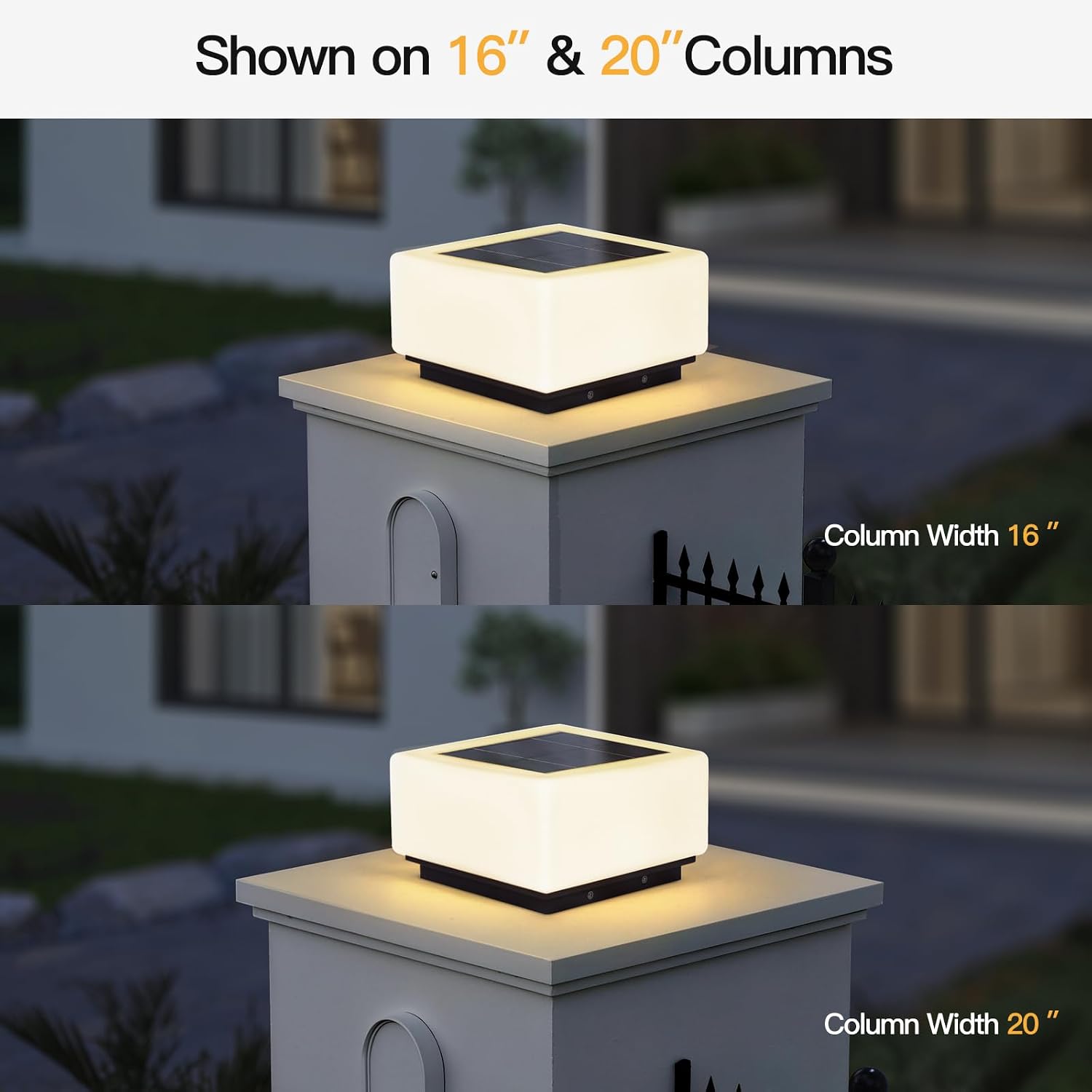 MVBT Solar Post Lights, 9.8' Pillar Light Outdoor, IP54 Waterproof Column Lights, 3000K LED E26 Bulb Modern Column Lamp Outside, Dusk to Dawn Pillar Lighting for Patio Garden Yard Gate Deck Backyard