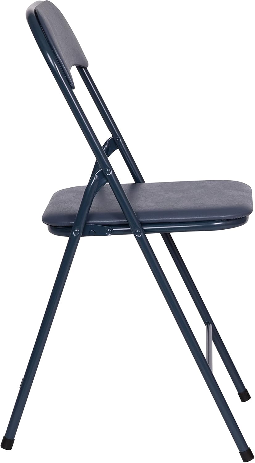 EMMA + OLIVER 5-Piece Multipurpose Folding Card Table and Chairs Set for 4 Players, Padded Top Portable Square Folding Table and Chairs Set, Navy