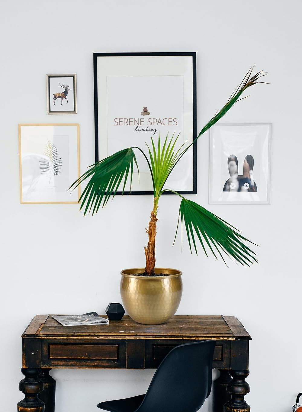 Serene Spaces Living Gold Brass Look Vintage Aluminum Vase - Perfect Decorative Accent for Plants, Weddings, and Events, Metallic Pot for Home, Medium, Measures 9' Diameter and 7' Tall