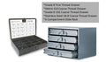 Durham Heavy Duty Bearing Rack with Four 1275 Piece Bolt and Nut Drawer Assortments- Grade 8 Coarse Thread, Grade 8 Fine Thread, Metric 8.8 Coarse Thread, Stainless Steel 18-8 Coarse Thread