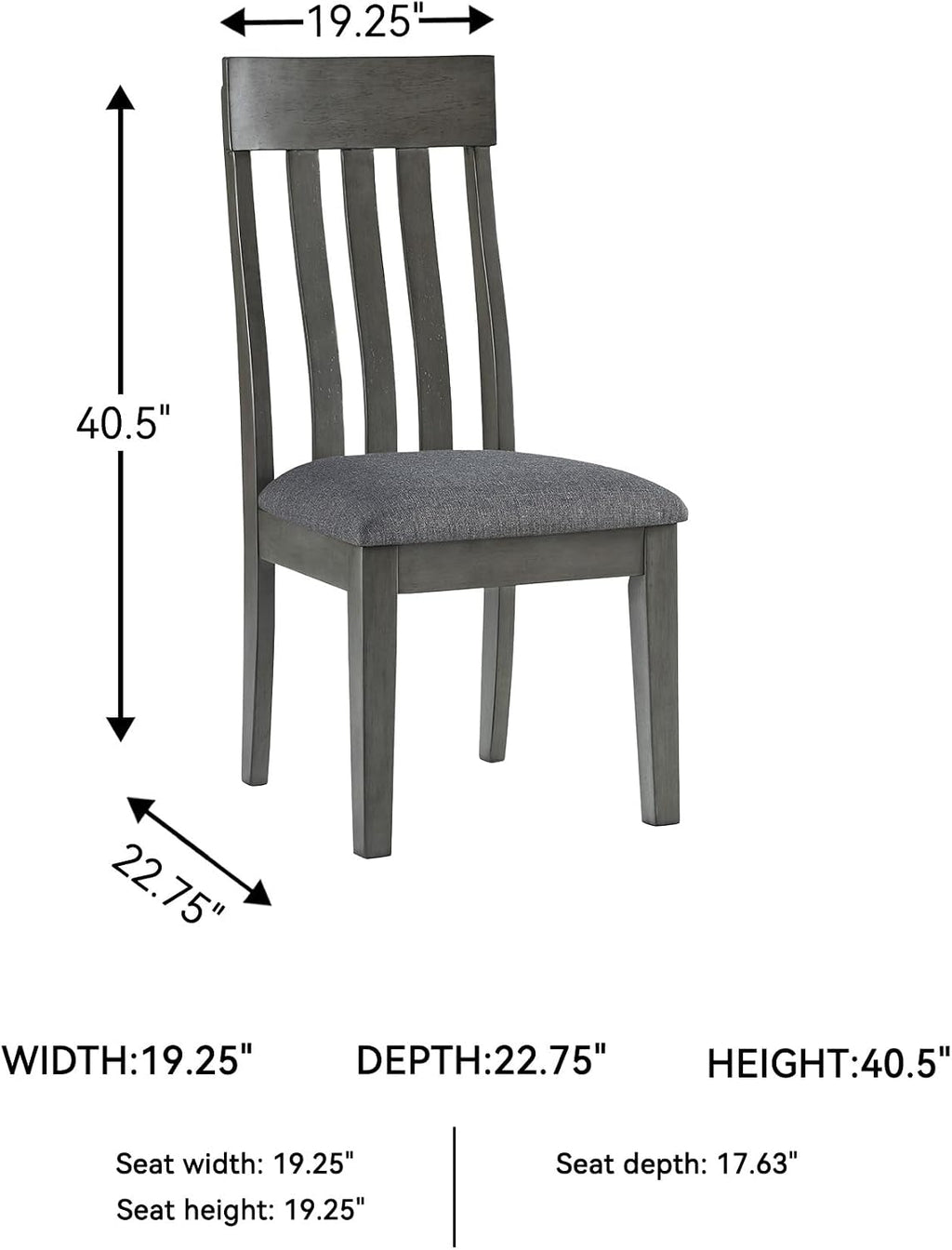 Signature Design by Ashley Hallanden Contemporary Dining Upholstered Side Chair, Set of 2, Armless, Comb Back Design, Wood Frame, Gray