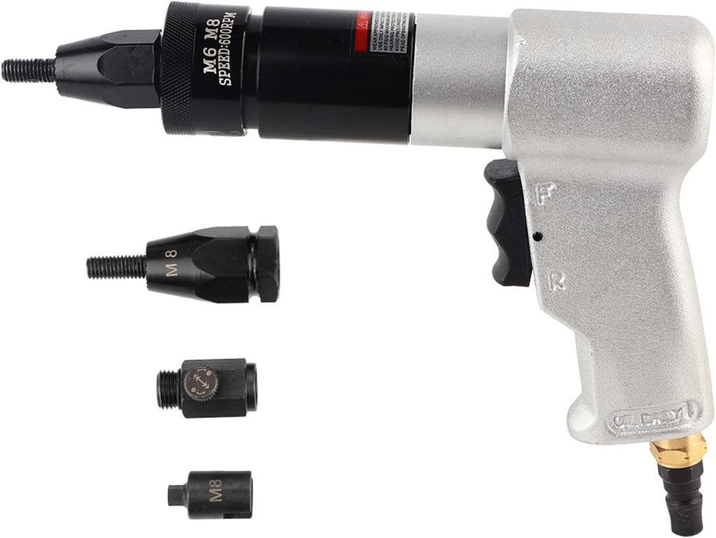 Air Rivet Gun, Metal 1/4 Inlet Port Pneumatic Riveting Gun Pull Nut Automatic Air Riveter Nut Gun Tool 220x180mm (M6/M8 KP-7322)