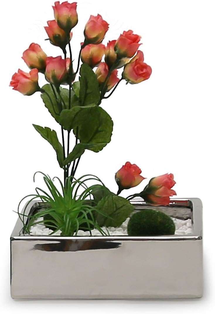 WGV Block Ceramic Vase Bulk, Width 6', Height 4', Elegant Morden Short Square Floral Planter Terrarium Container Table Dresser for Event Accent Home Office Decor Silver 12 Pieces