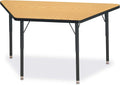 Jonti-Craft Berries 6438JCA210 Trapezoid Activity Tables, A-Height (24'-31' Adjustable Height), 24' x 48', Oak/Black/Black