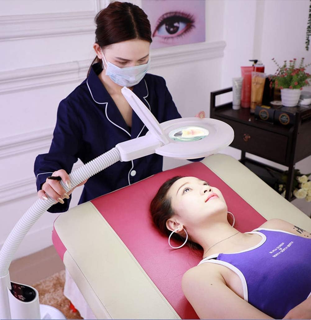 Magnifying Glass,Magnifier 16X Magnifier Lamp Floor Standing,Adjusting Light, Magnifying Light Adjustable Wheels,Storage Tray, for Skincare Beauty Nail Manicure Tattoo Salon and Home Use
