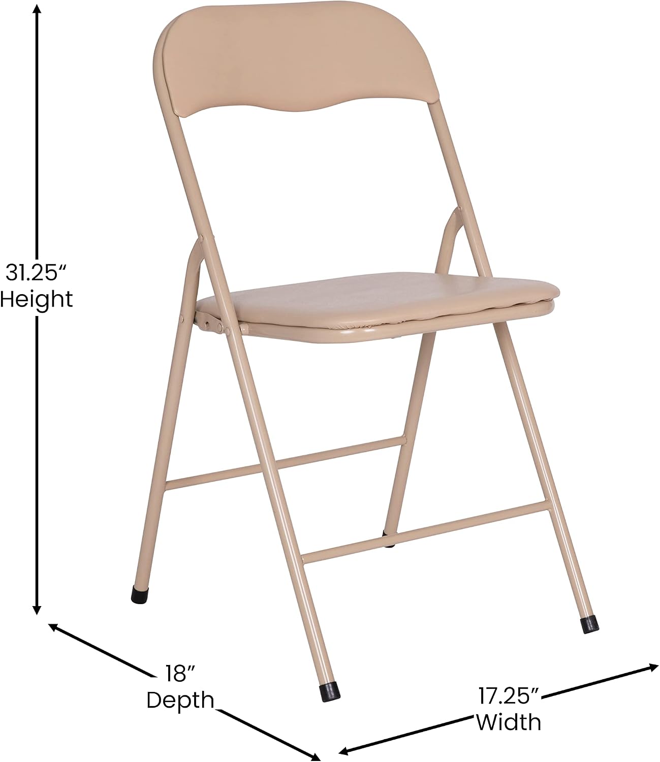 EMMA + OLIVER 5-Piece Multipurpose Folding Card Table and Chairs Set for 4 Players, Padded Top Portable Square Folding Table and Chairs Set, Tan