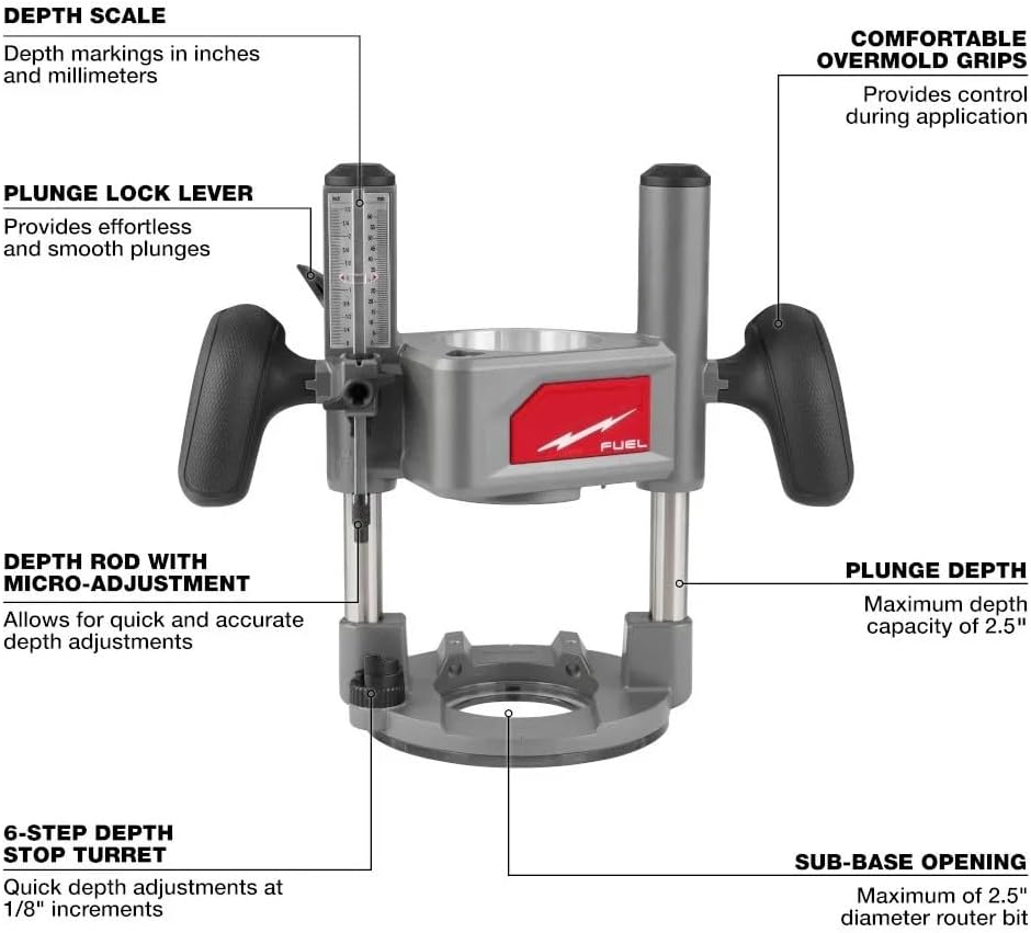 2838-21 for Milwaukee M18 FUEL 18V 1/2' Router Kit 2838-20 Router 48-10-2838 Router Plunge Base
