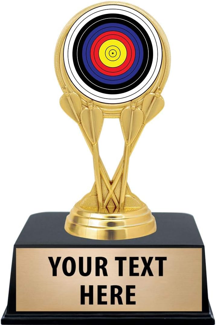 Crown Awards Archery Trophies with Custom Engraving, 6' Personalized Archery Target Bullseye Trophy On Black Base Prime