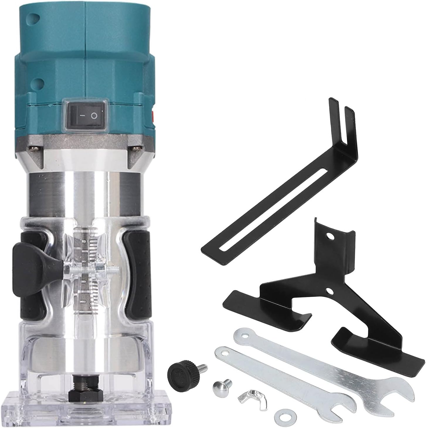 Cordless Woodworking Trimmer, Brushless 18V Lithium Ion Battery Wood Trimming Machine Router, 6 Gears Speed Adjustable from 10000 to 30000 RPM, with Quick Locking Sys