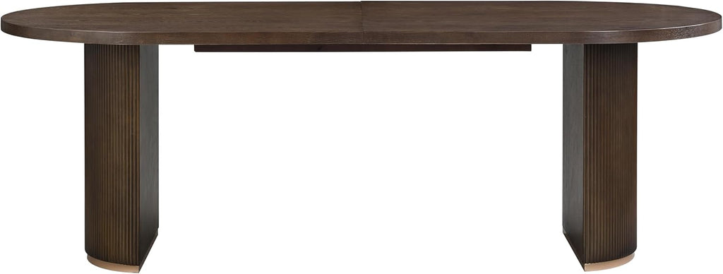 Oval Dining Table with Double Pedestal Base for 6 People, 88-inch Kitchen Table for Dining Room, Easy to Assemble, Walnut
