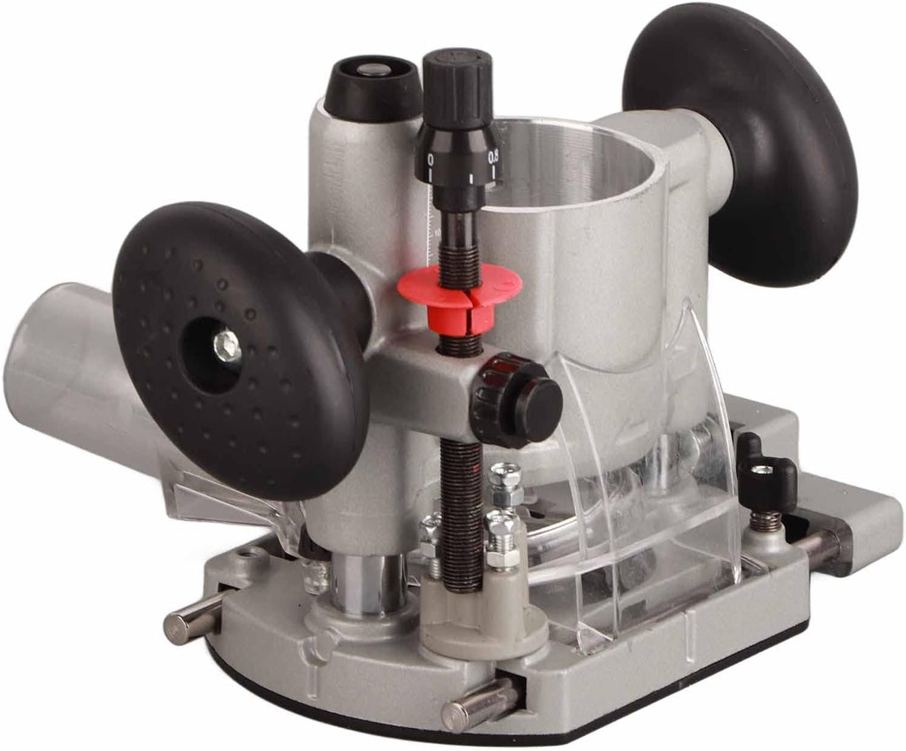 Compact Router Plunge Base Kit for Woodworking, Durable Aluminum Alloy Construction, Double Handle Trimming Machine Cover, Transparent Protective Cover, Fine Depth Adjustment with