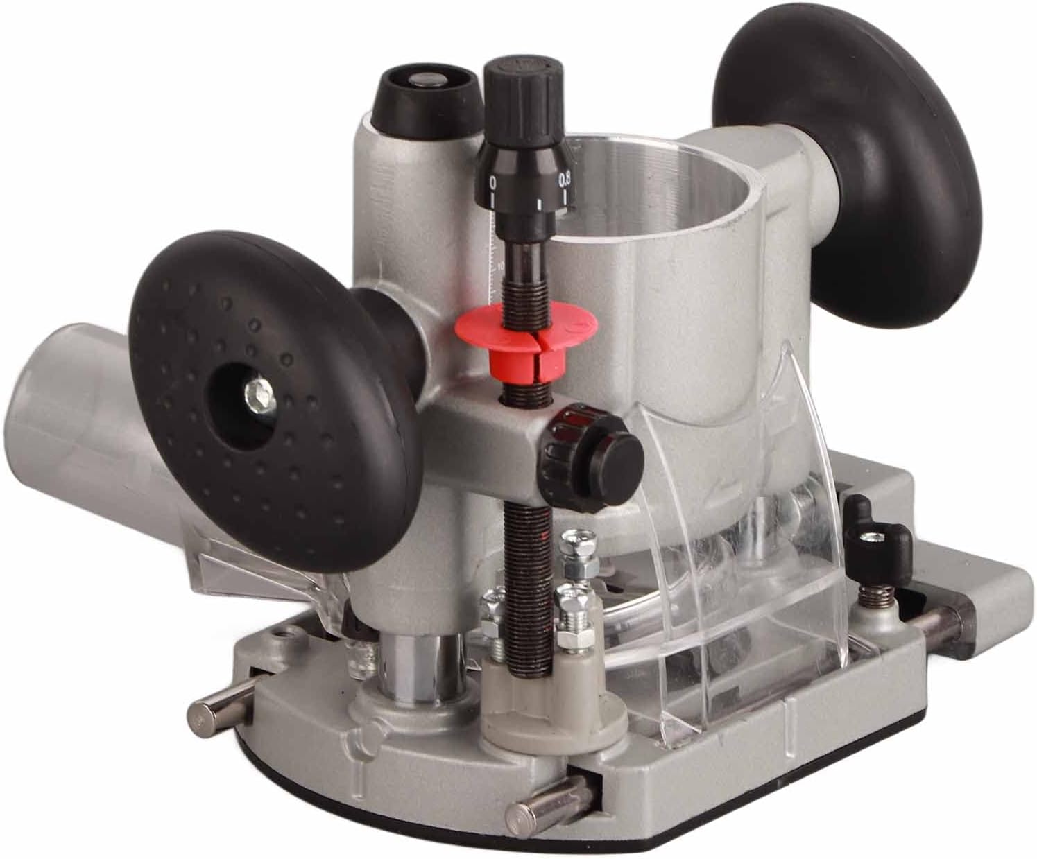 Compact Router Plunge Base Kit for Woodworking, Durable Aluminum Alloy Construction, Double Handle Trimming Machine Cover, Transparent Protective Cover, Fine Depth Adjustment with