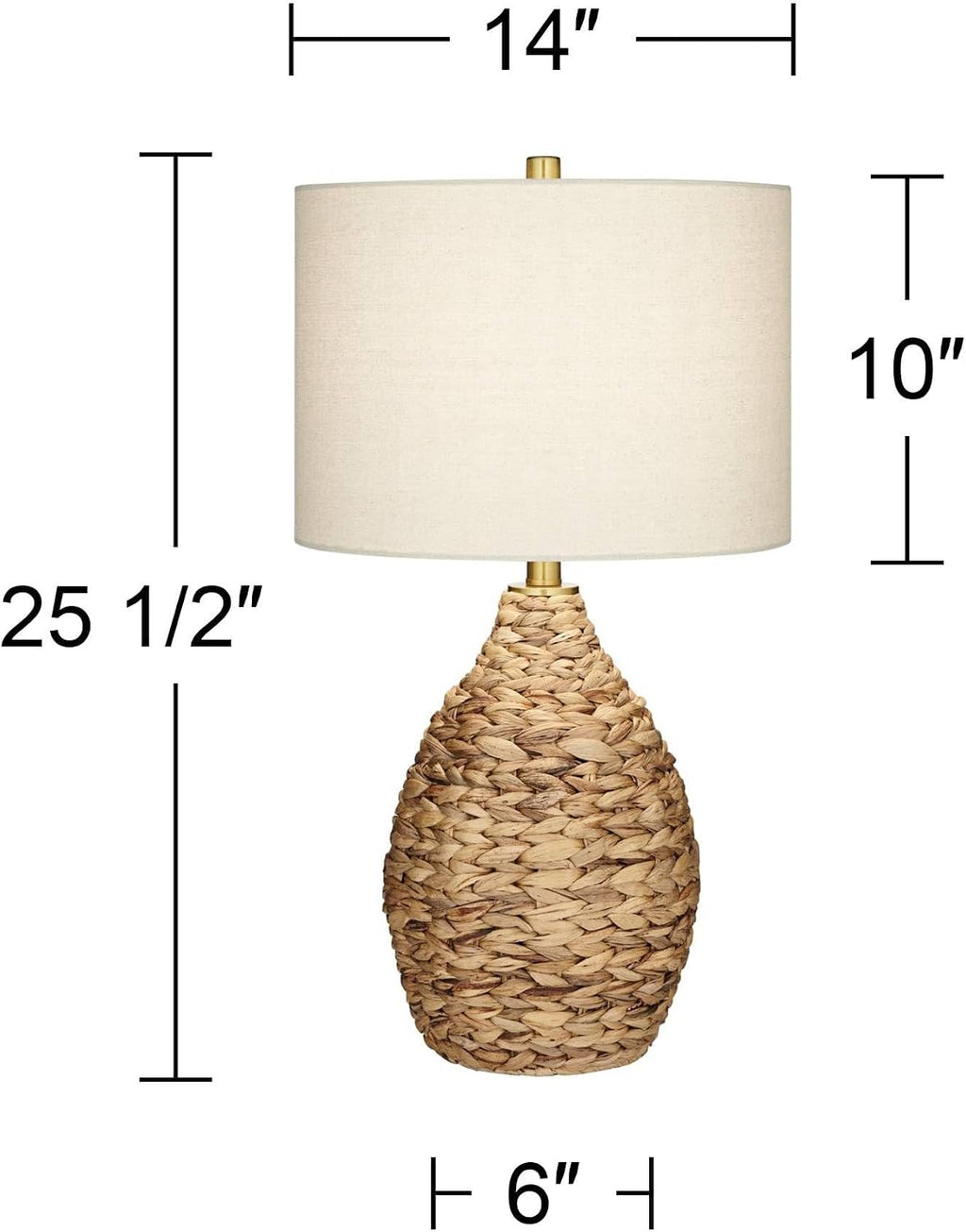 360 Lighting Corona 25 1/2' High Coastal Farmhouse Rustic Natural Cottage Table Lamps Set of 2 Woven Reed Off-White Shade Living Room Bedroom Bedside Nightstand House Office (Colors May Vary)
