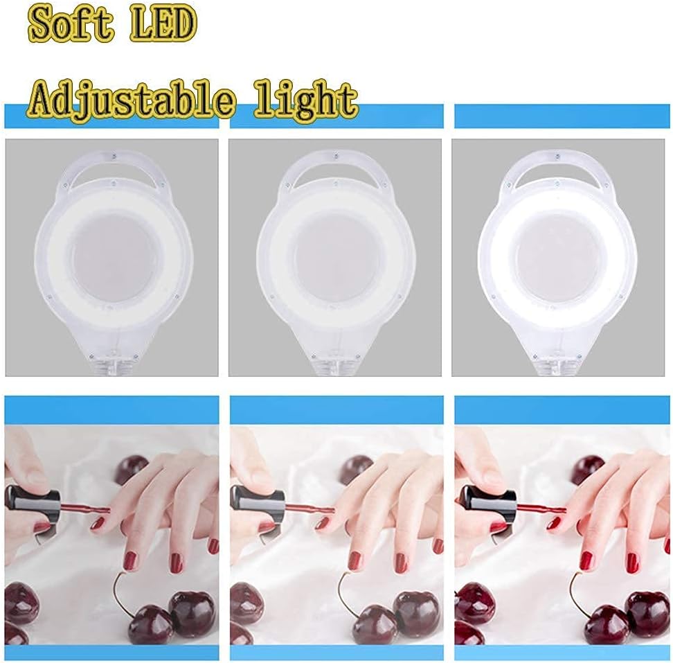 Magnifying Glass,Magnifier Floor Standing Magnifying Lamp 16X Magnifier LED Multifunction Adjustable Skin Care Beauty Tattoo Beauty with Rolling Wheels Ideal for Beauty Salons