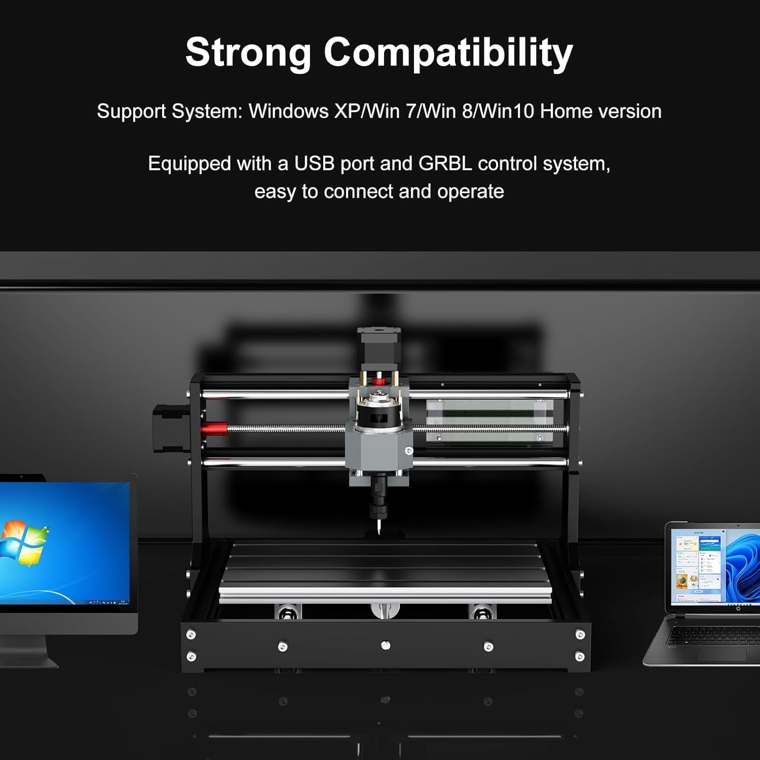 TTC3018 CNC Router Machine 3-Axis Engraving Machine Metal Engraver GRBL Control with Built-in WiFi, 775 Spindle Motor, Engraver Desktop CNC for Wood, Acrylic, Plastic, Aluminum (Black)
