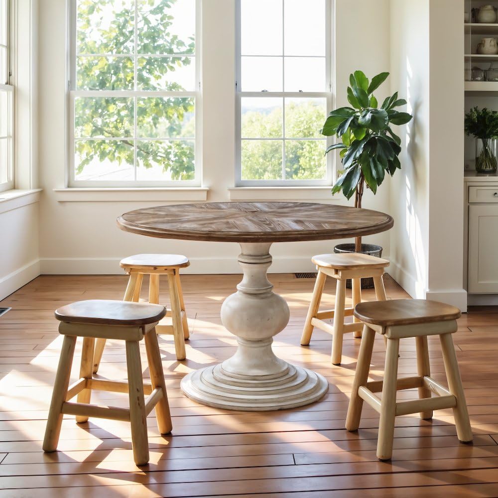 Starlight Canyon Home Brown Round Pedestal Dining Table with Wood Veneer and MDF Top, Ideal for Dining Room, Rustic or Modern Indoor Dining Spaces
