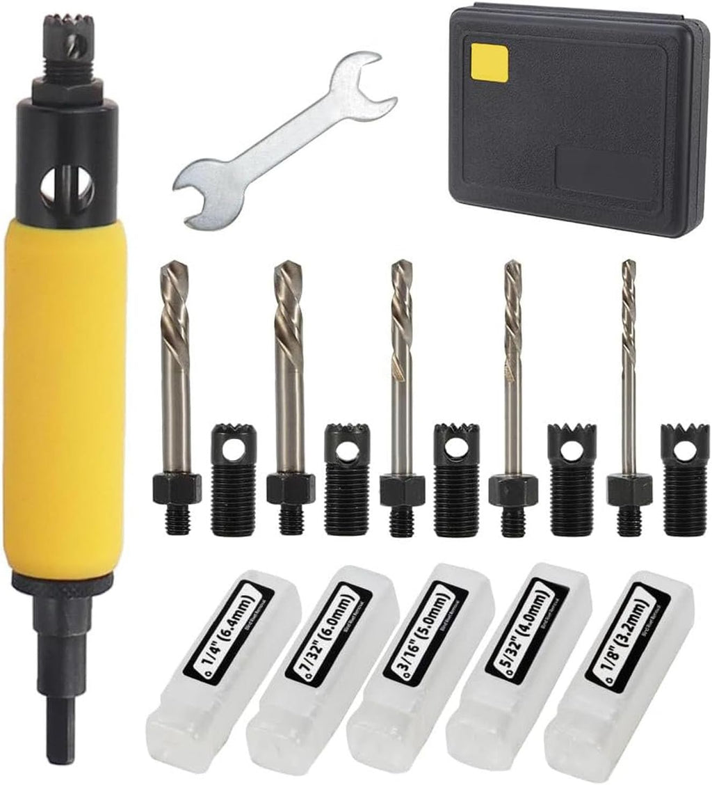 Rivet Removal Tool Electric Drill Blind Rivet Removal Kit 1/8 5/32 3/16 7/32 1/4 Inch Rivets Yellow