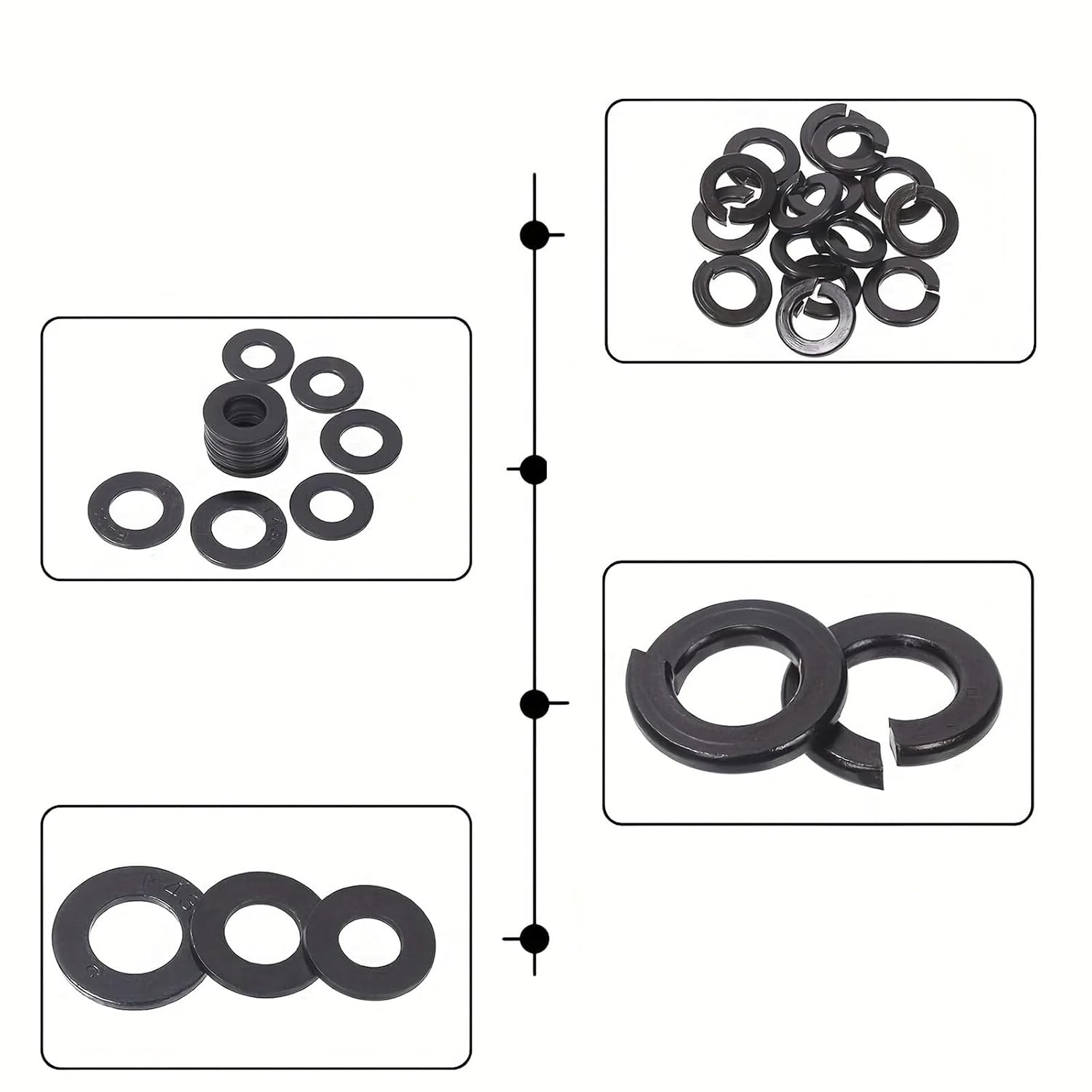 Bolt and Nut Set 240Pcs Grade 8 Hex Black Flat Screws with Nuts Washers Assortment Kit for Equipment Repair