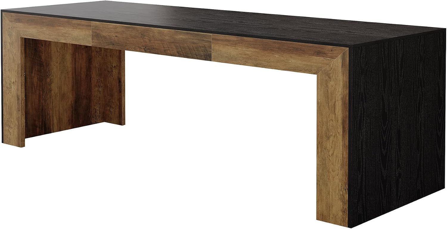 Tribesigns Extra Long Dining Table for 6-8 People, 78.7-Inch Rectangular Kitchen Table with Wooden Tabletop and Legs for Kitchen, Dining Room, Living Room, Heavy Duty, Black+Brown