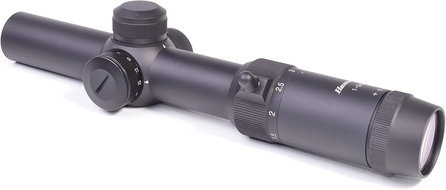 Hammers 1-5X24 Lightweight 30mm Tube Clean View Low Light Profile Quick Action Dot Reticle Rifle Scope w/One Piece Offset Mount