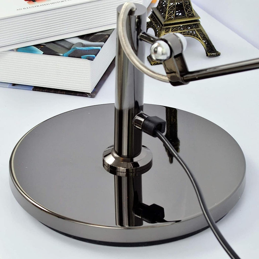 Desk Lamps Metal with Clip, Adjustable Reading Clamp Light with Long arm, Study Book Lamp for Work Office, with Cable and Switch, E27,Black