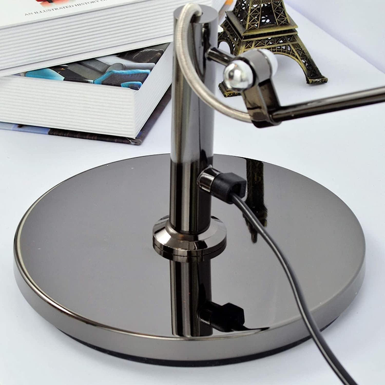 Desk Lamps Metal with Clip, Adjustable Reading Clamp Light with Long arm, Study Book Lamp for Work Office, with Cable and Switch, E27,Black