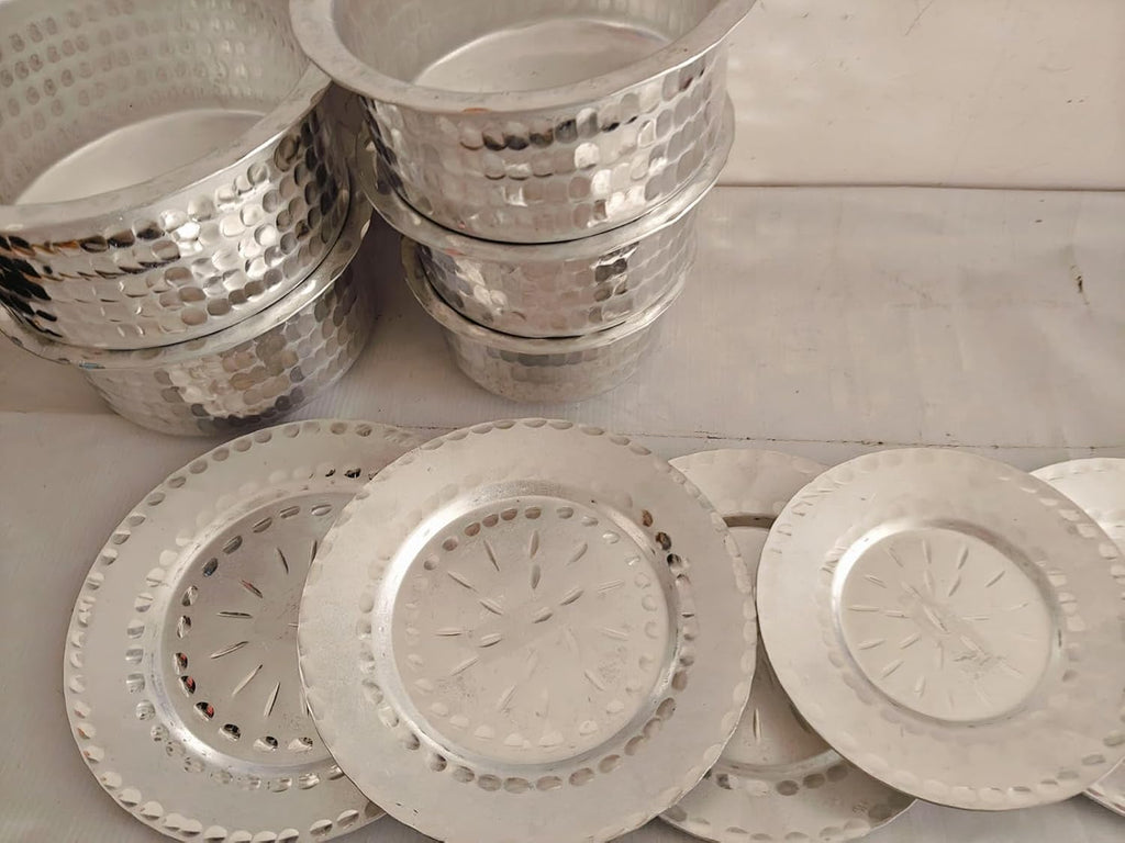 Aluminium Hammered Tope Set with Lid | Patila Set of 5 (900 ML, 1.2L, 1.5L, 1.8L & 2.3L) |Food-Grade Aluminium Kitchen Utensils for Traditional Indian Cooking | Utensils Set for Kitchen