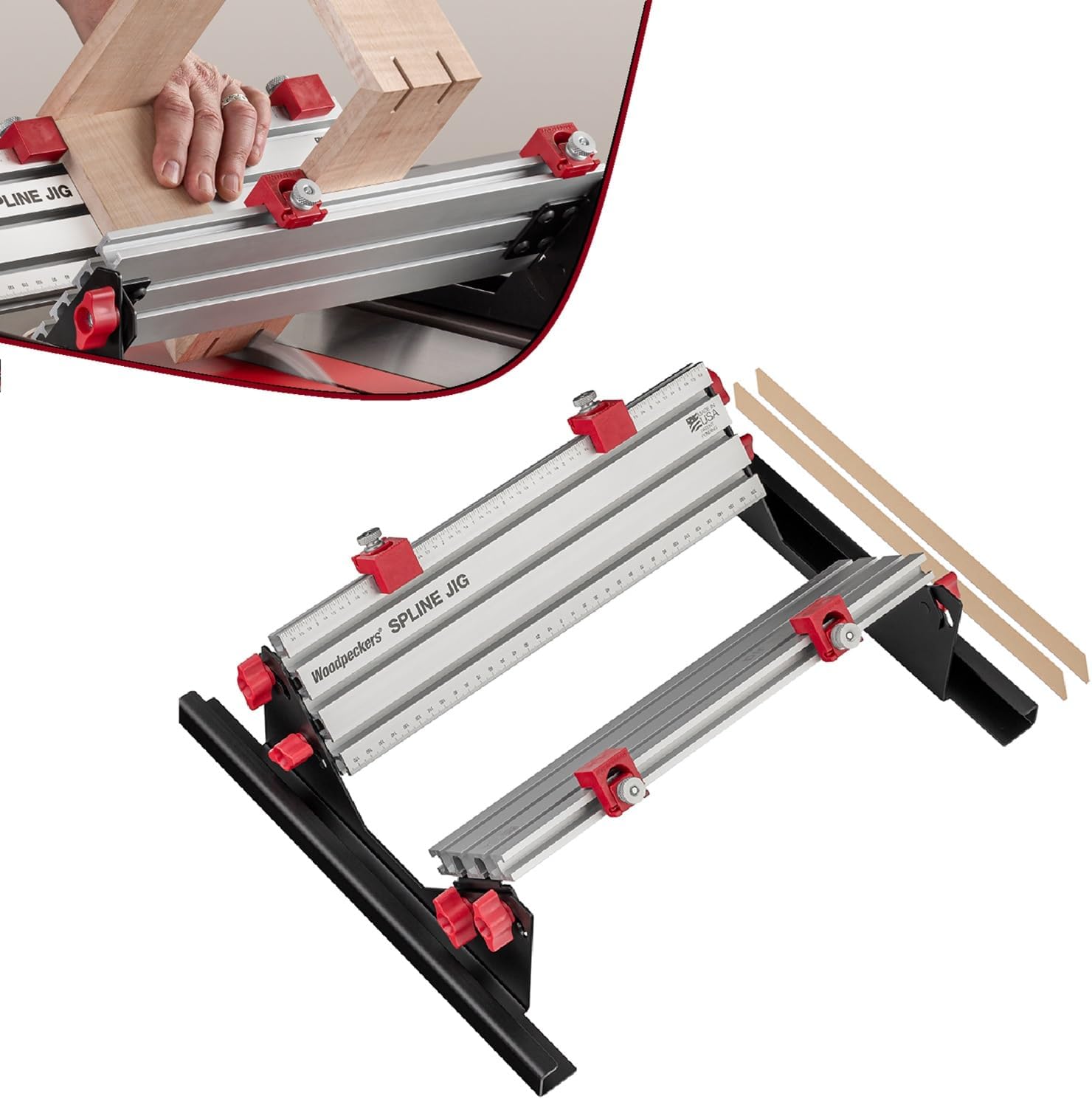 Woodpeckers Spline Jig, Router Table & Table Saw Jig for Dovetails & Miter Joints, Makes Joinery Strong & Attractive, Made in USA