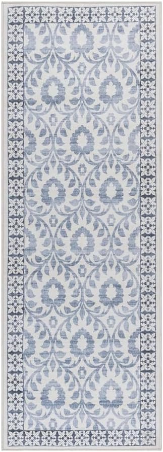 Gertmenian Indoor Boho Area Rug | Home Decor for Entryway, Bedroom, Living Room, Office, Kitchen | Non Slip, Soft, Printed Accent Rugs | Esme, Blue, 2x6 Runner, 24557