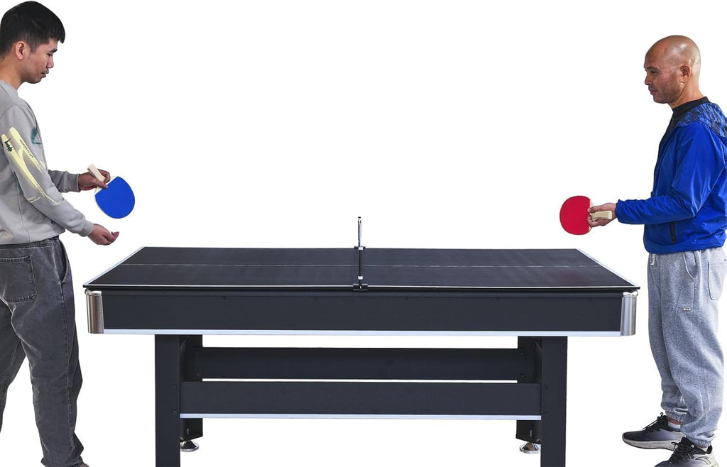 2 in 1 Pool and Table Tennis Multi Game Table, 6-Foot Modern Billiards Table with Conversion Top of Table Tennis Includes Cues, Paddles and Balls