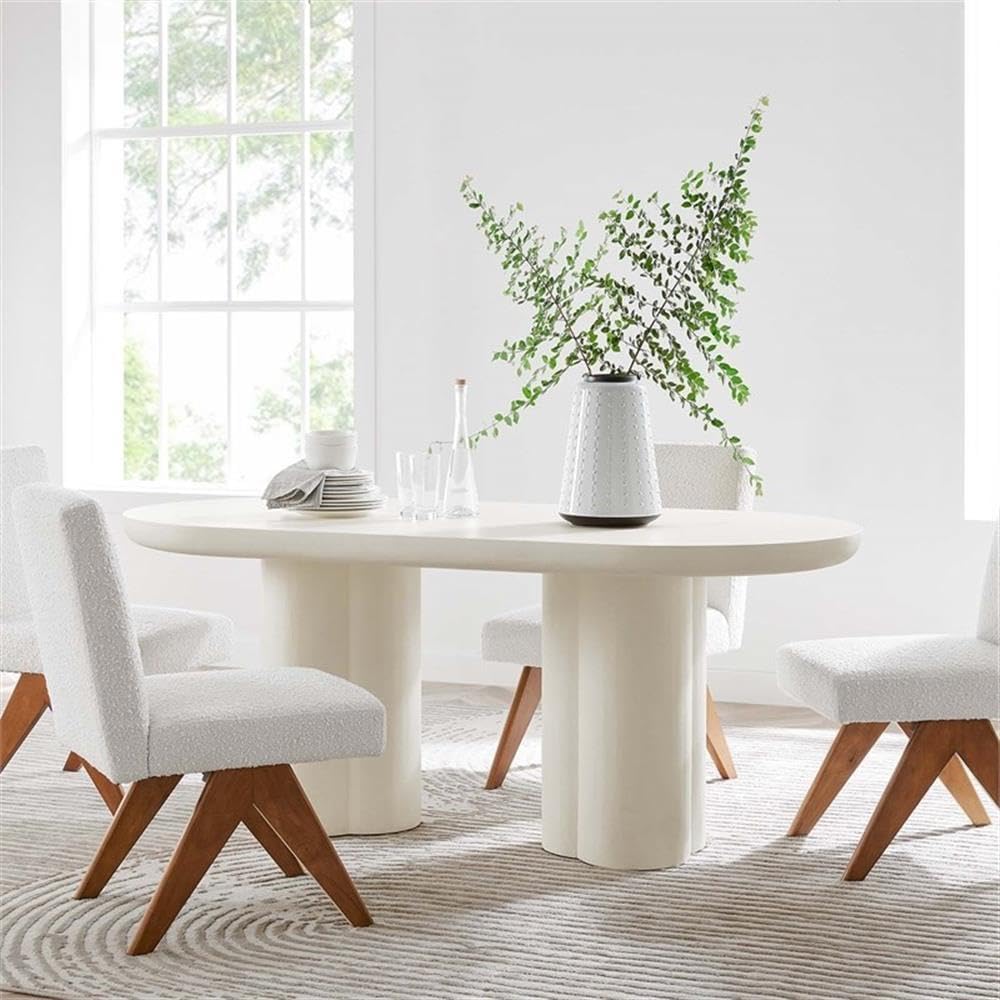Modway EEI-6764-WHI Caspian 72' Oval Concrete Dining Table, White