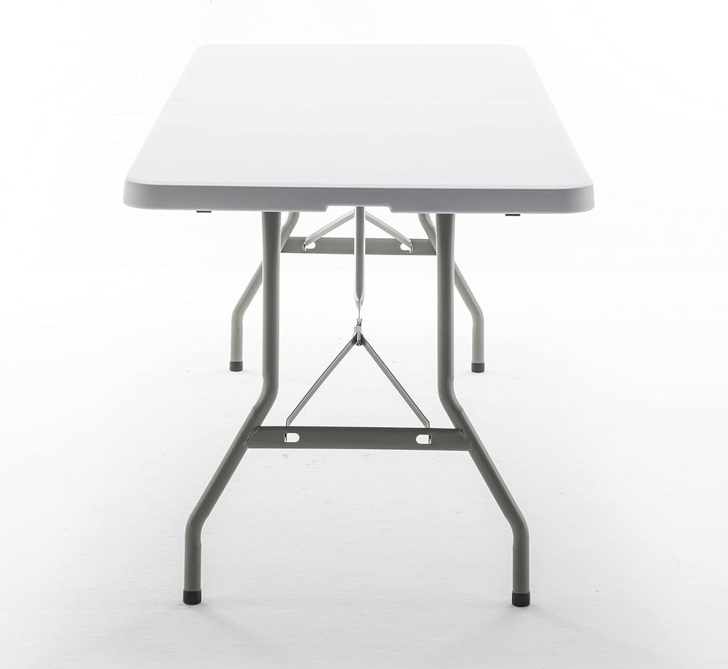 BTEXPERT Set of 10, Fold-in-Half Folding Utility Table 6 Feet 72' x 29.5' Lightweight Portable Carrying Handle Indoor Outdoor Picnic Camping Office Home Party Wedding Event White