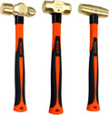 WEDO 3PCS Hammer Set,4lb Sledge Hammer,2lb Ball Pein Hammer,2lb Drum Type Hammer,Brass,Fiberglass Handle,Die-Forge,Corrosion Resistant