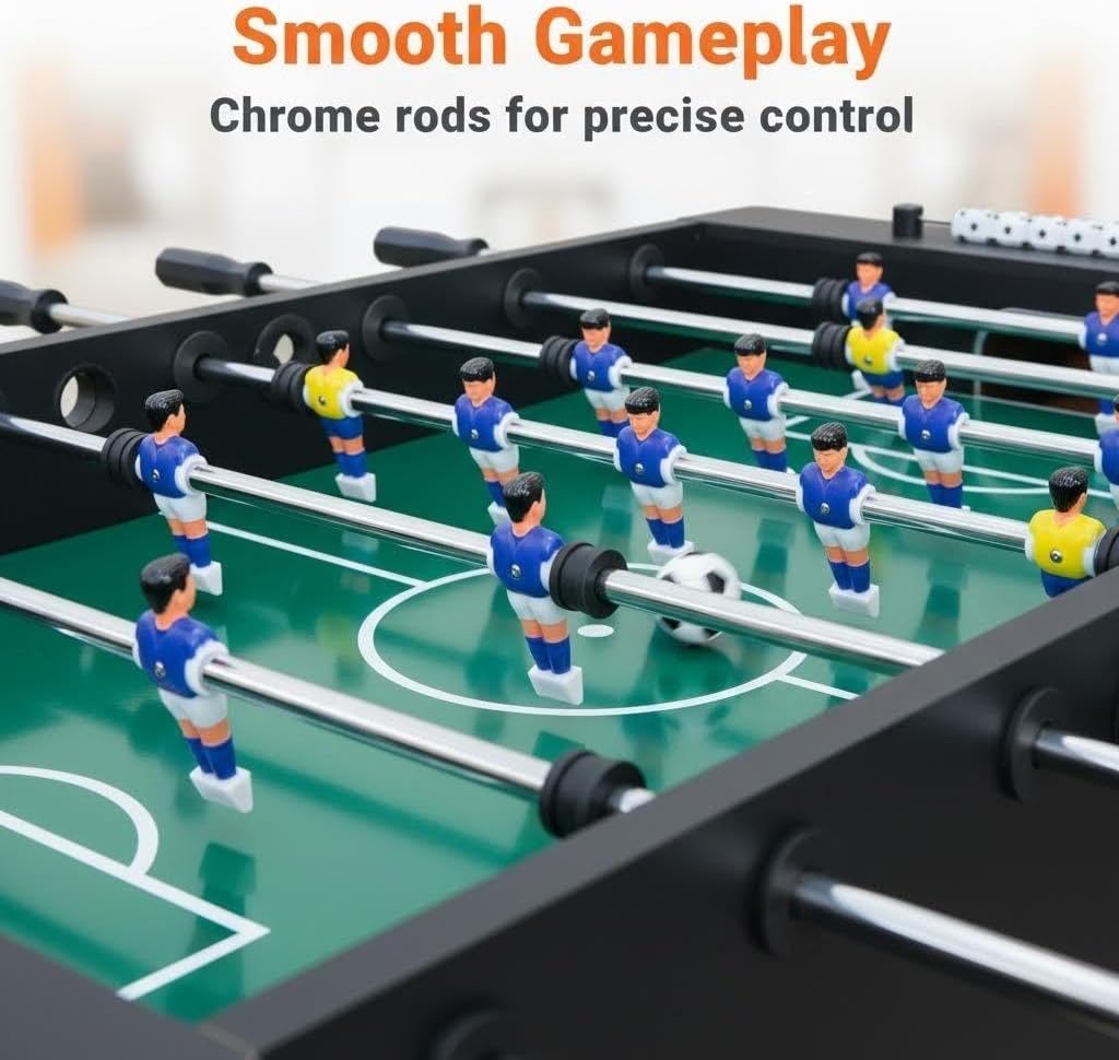 55'' Soccer Table, Large Size Foosball Game Table for Adult, Football Table with Cup Hloders & Sturdy Leg for Game Rooms & Parties
