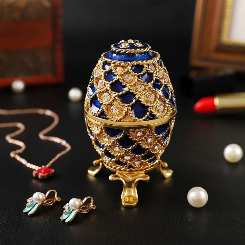 Enamel Colored Easter Egg Light Luxury Metal Jewelry Decorative Box Small Home Decor