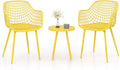 Tangkula 3 Piece Patio Bistro Set, All Weather Heavy Duty Table and Chairs Set of 2 with Widen Seats, Outdoor Furniture Set for Porch, Balcony, Backyard (Yellow)