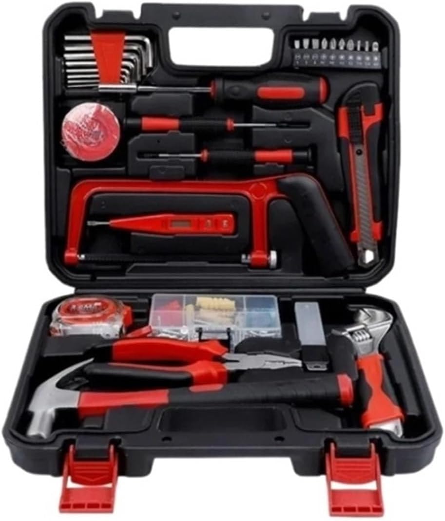 Expansion Screw Tool Box, Multi - Function Hand Tool Set With Screwdriver, Plier, Hammer - Woodworking & Electric Tool Case(RED65 22pcs)