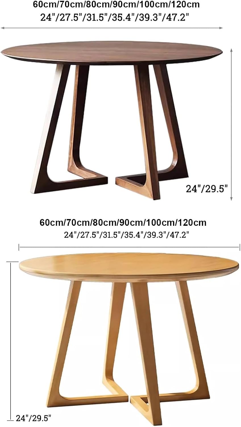 Mid Century Modern Dining Table Round Solid Wood Kitchen Dining Room Tables Rustic Pedestal Table Small Leisure Coffee Table for 2,4 People for Living Room Bedroom (Size:60*60*75cm,Color:Walnut color)