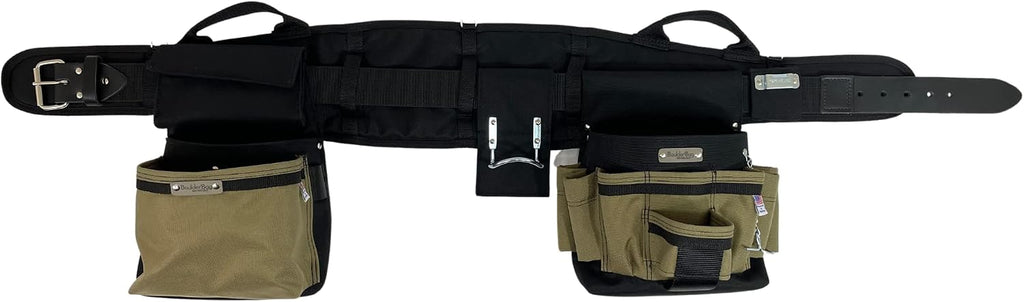 BOULDER BAG Ultimate Electrician's MAX Combo with Comfort Back Support Tool Belt, Leather Belt Buckle, Heavy Duty Work Belt, Tan, (Large 33-36 Inch Waist), Made in USA